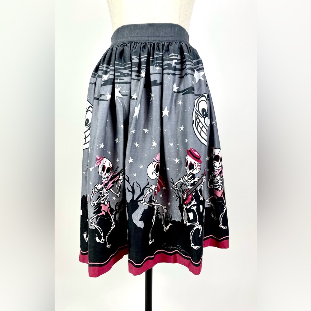 Pinup Couture Skeleton Halloween Band Skirt Size Large